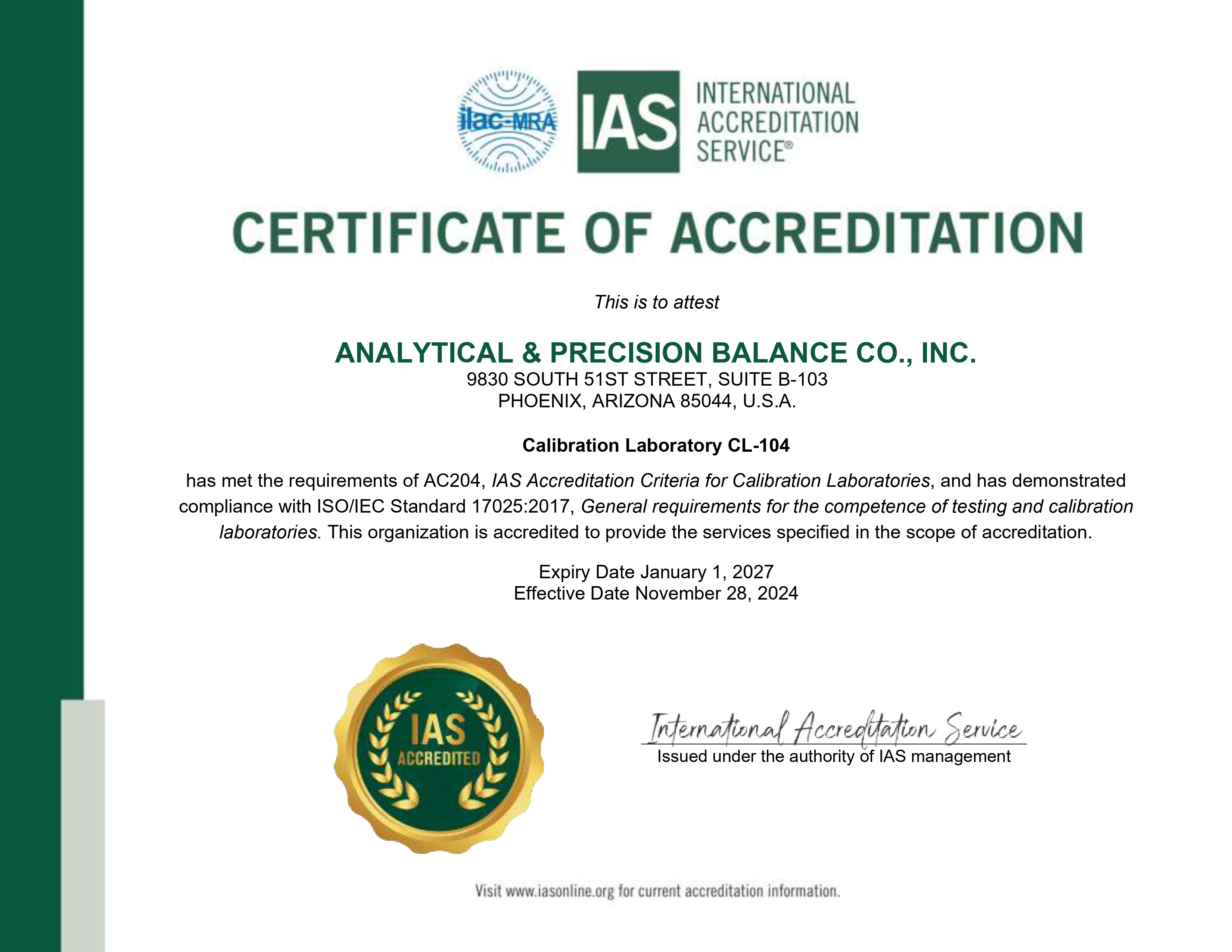 Certificate of Accreditation